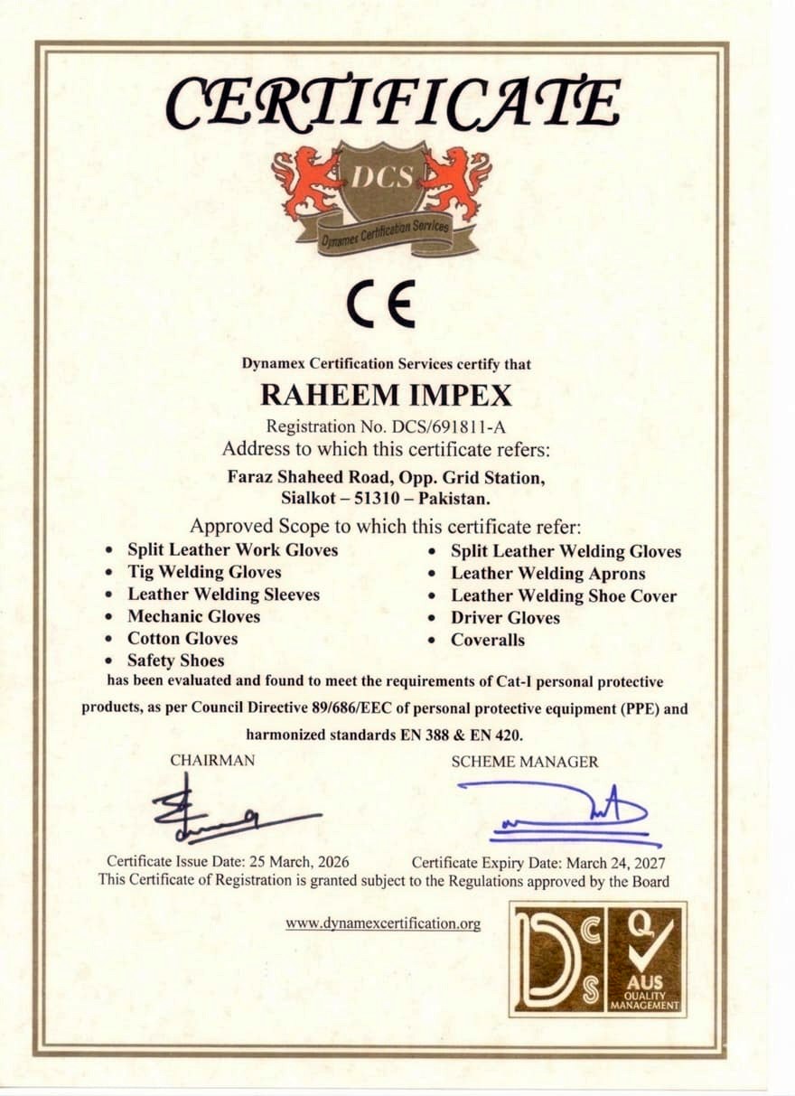 Raheem Impex declaration of conformity